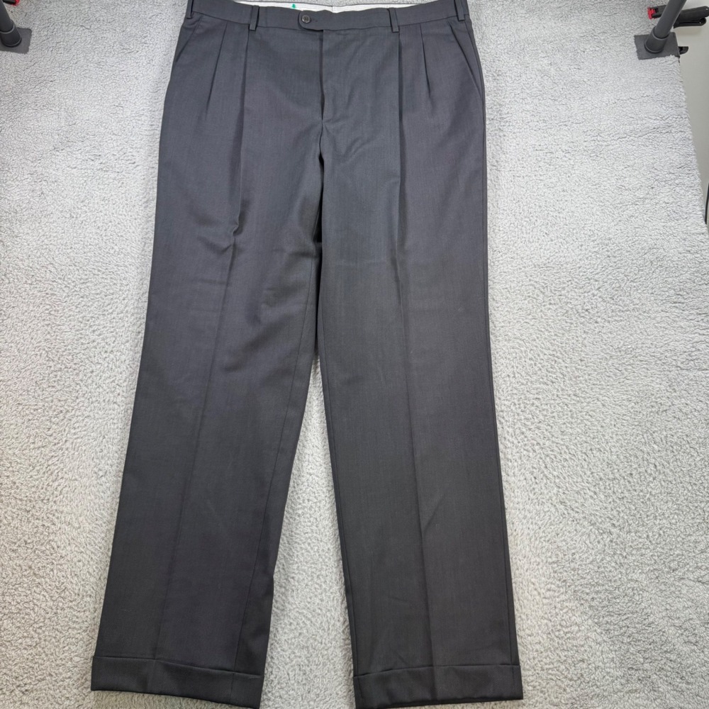 Zanella Bennett Charcoal Gray Wool Pleated Dress Pants Mens 40x34 Made in Italy